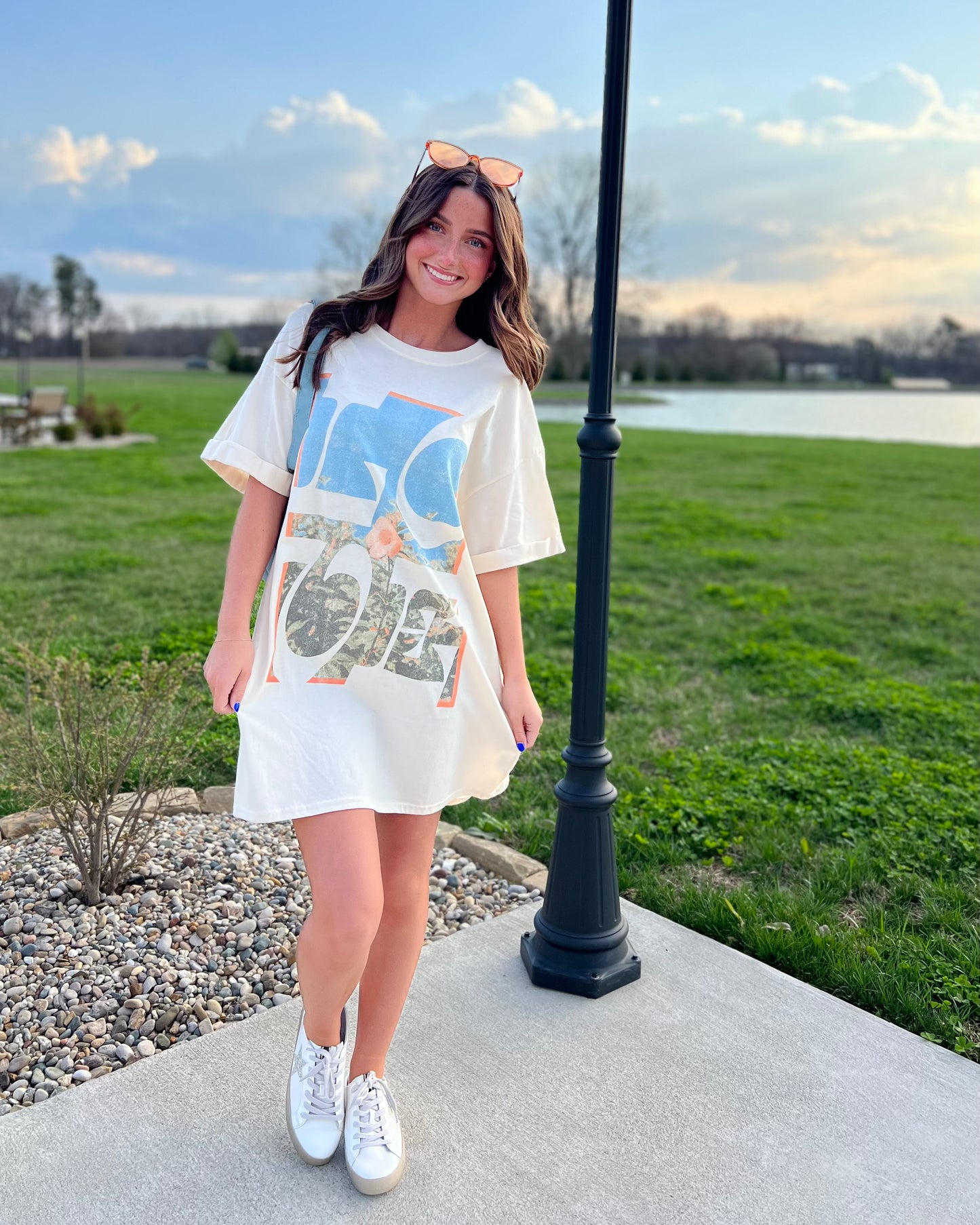 Love Flower Off White Tee Dress