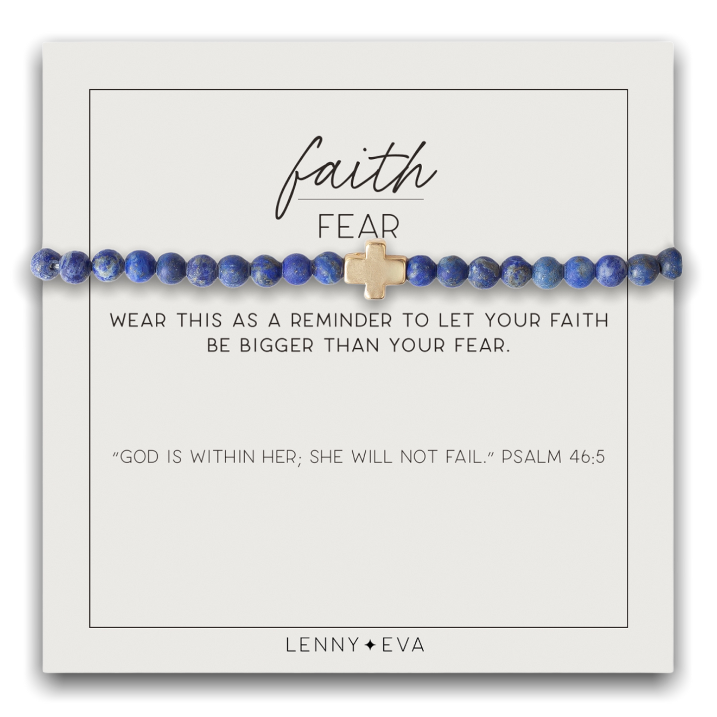 Faith Over Fear Cross Lapis Lazuli Bracelet