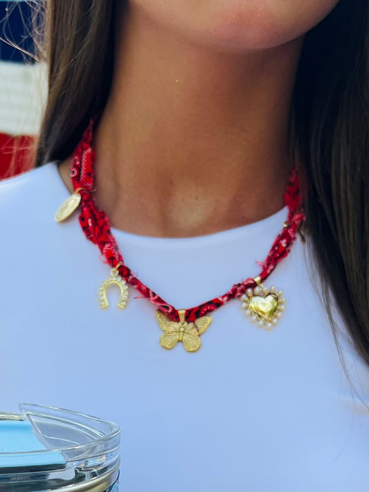 Tied Together Red Bandana Necklace