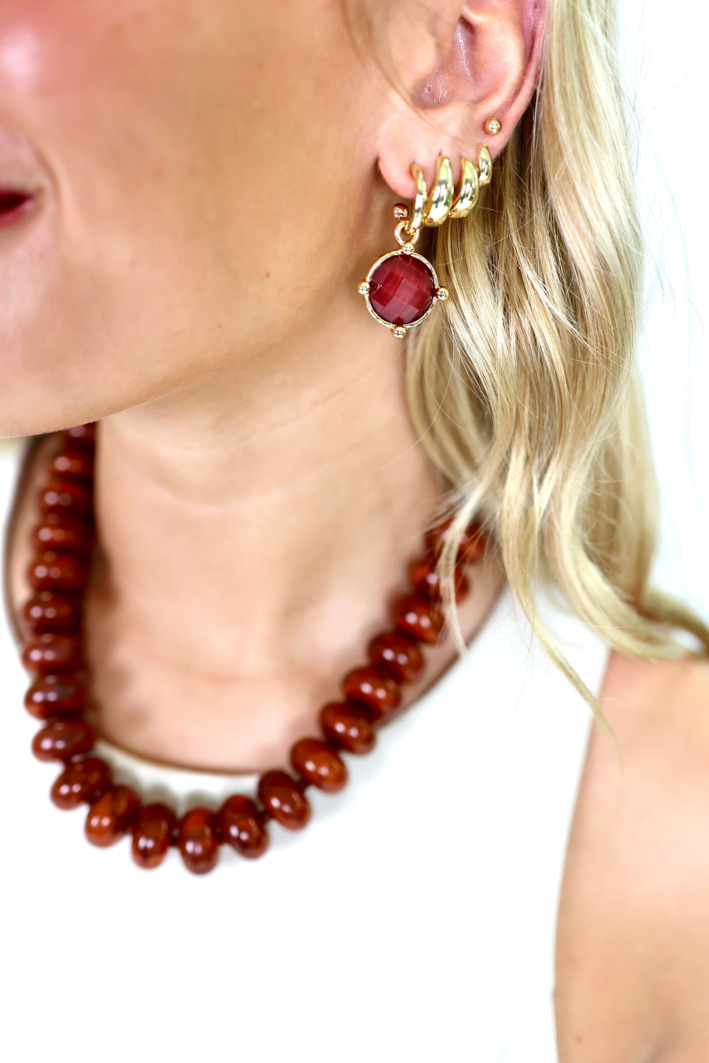 In Rare Form Burgundy Earrings