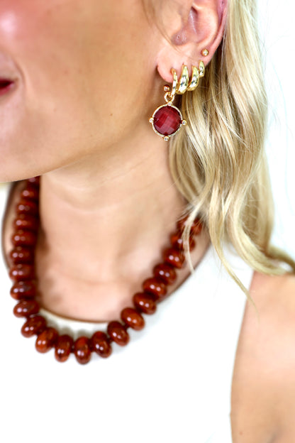In Rare Form Burgundy Earrings