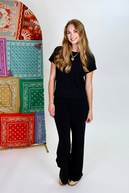 Airessentials Pintuck Very Black Wide Leg Pant