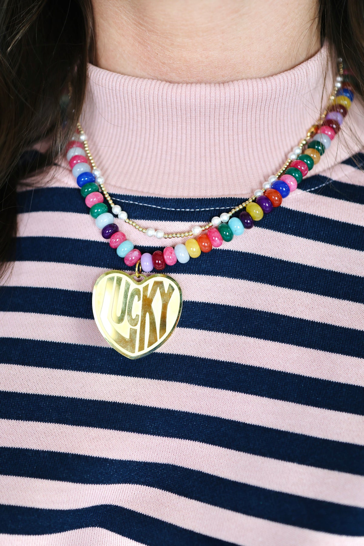 Lucky in Love Stone Beaded Necklace