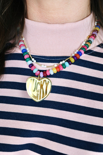 Lucky in Love Stone Beaded Necklace
