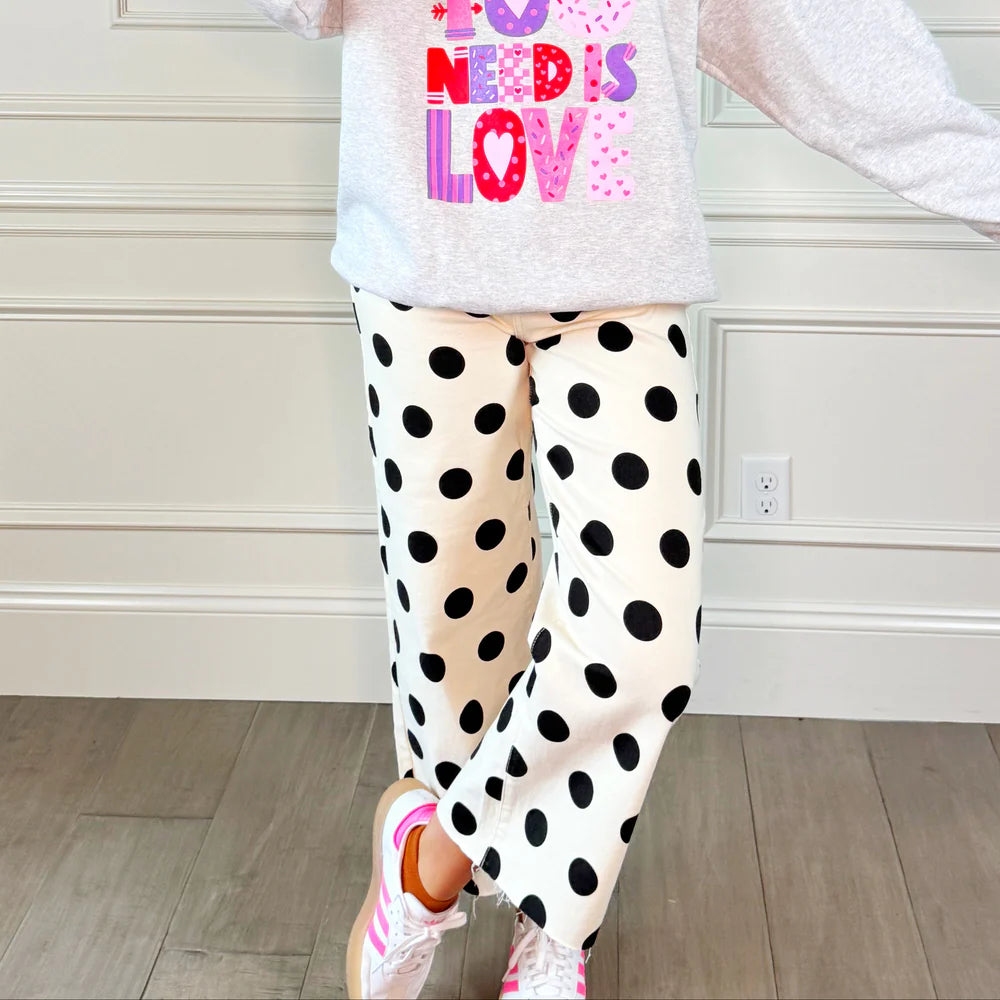 Big Polka Dot Ivory Denim Pants