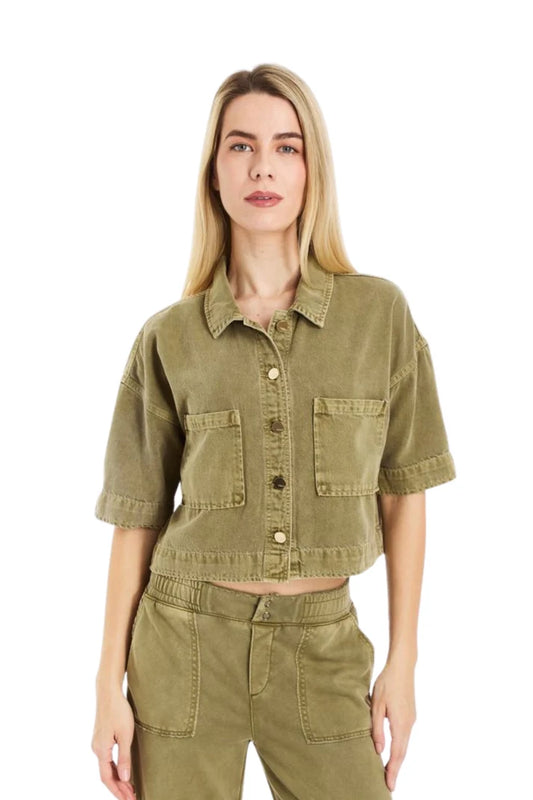 Olive Short Sleeve Boxy Top
