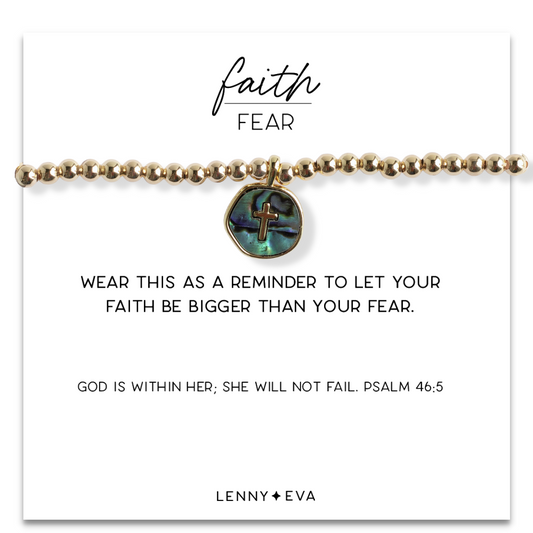 Faith Over Fear Abalone Cross Necklace