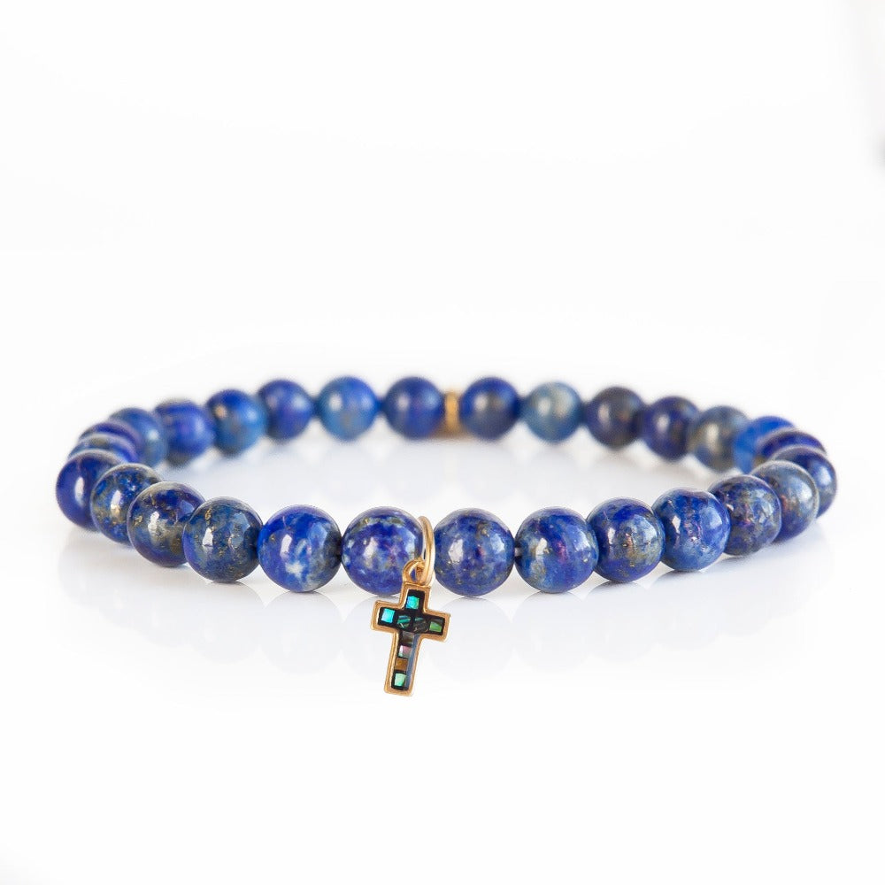 Symbolic Stones Lapis Lazuli Cross Bracelet