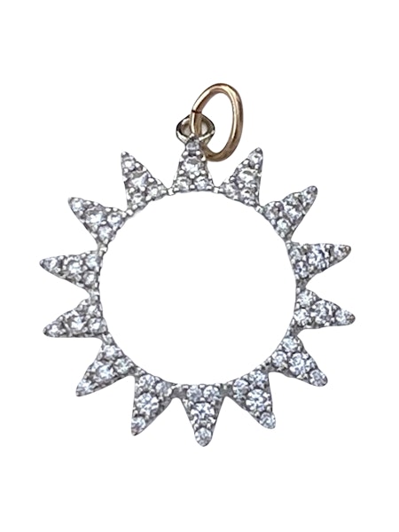 Sun Pave Silver Charm