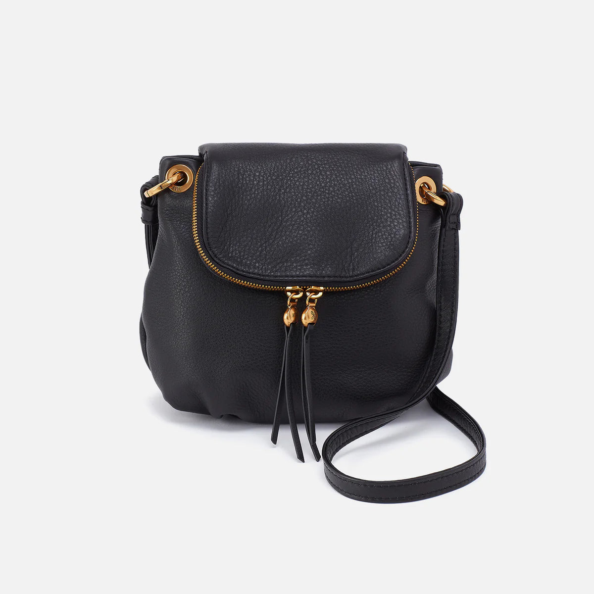 Fern Zip-Flap Black Crossbody