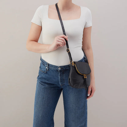 Fern Zip-Flap Black Crossbody