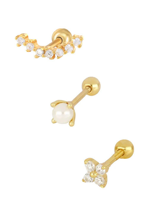 Trifecta Single Stud Earrings Set