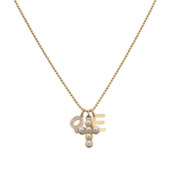 Gold Pearl Cross Charm