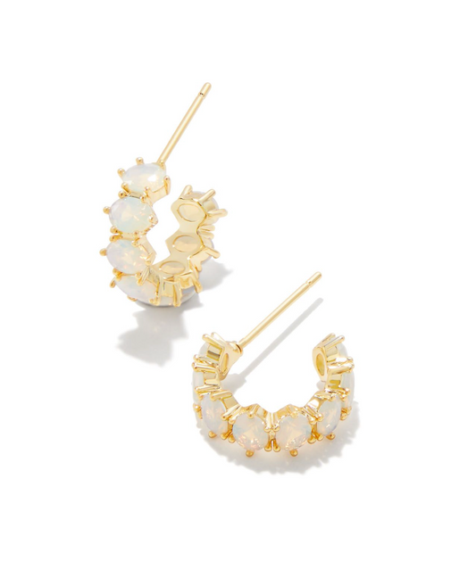 Cailin Gold Crystal Huggie Earrings in Champagne Opal Crystal