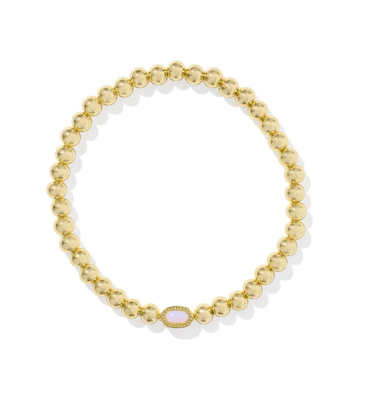 Mini Elaina Gold Stretch Bracelet in Pink Opalite Crystal