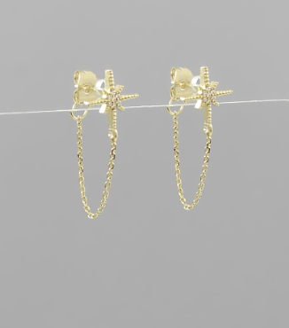 Crystal Starburst and Chain Earrings