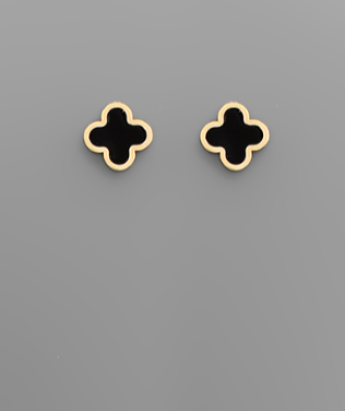 Clover Black Stud Earrings