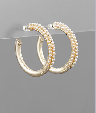 Classy Moves Pearl Gold Hoops