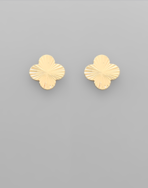 Textured Clover Gold Stud Earrings