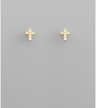 Cross Gold Stud Earrings