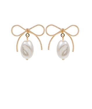 Bow and Baroque Pearl Drop Earrings