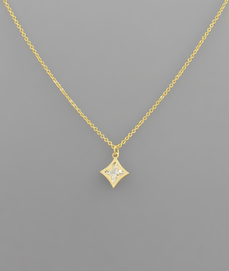 Hollow Rhombus Gold Necklace