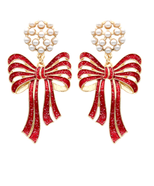 Christmas Bow Glitter Earrings