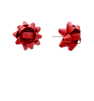 Glitter Christmas Bow Earrings