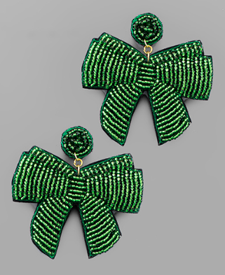 Doll Bows Green Hoops