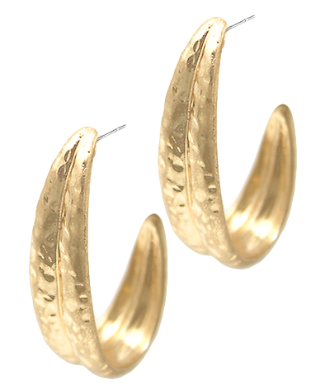 Piece of Art Worn Gold Hoops