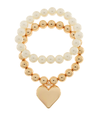 Double Heart Bracelet Set