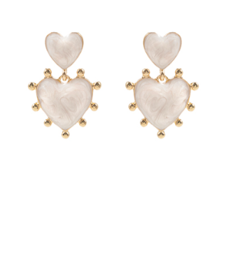 Heart Breaker White Earrings