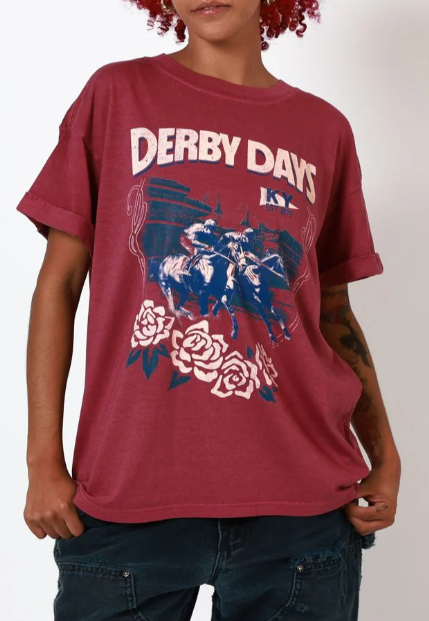 Derby Days Dusty Rose Graphic Tee