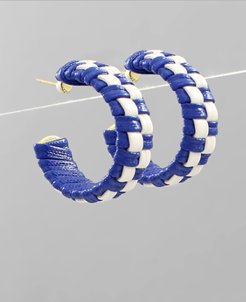 Game Day Leather Checker Hoop Earrings