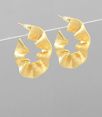 Waved Gold Hoop Earrings