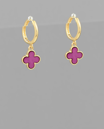 Lucky Leaf Magenta Drop Earrings