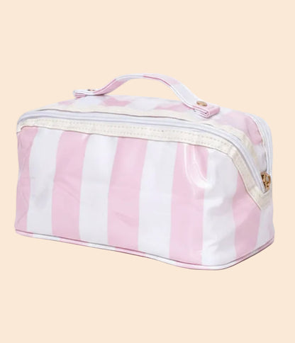 Summer Stripe Pink/White Cosmetic Bag