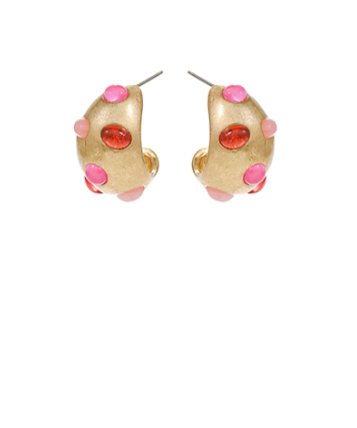 Echo Gemstone Fuchsia Hoop Earrings