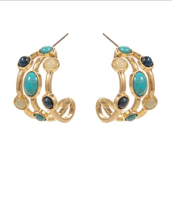 In Your Grace Turquoise Hoop Earrings