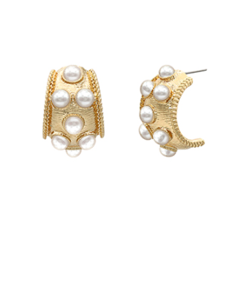 Antique Cat's Eye Cream Hoop Earrings
