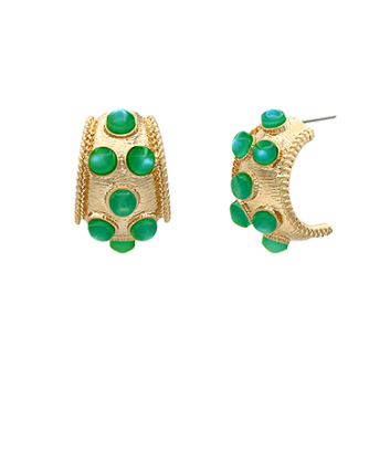 Antique Cat's Eye Green Hoop Earrings