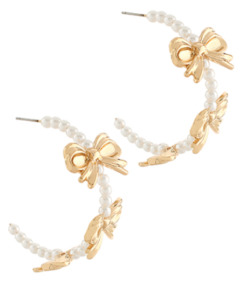 Bow & Pearl Hoop Earrings