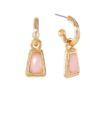 Trapezoid Stone Pink Dangle Earrings