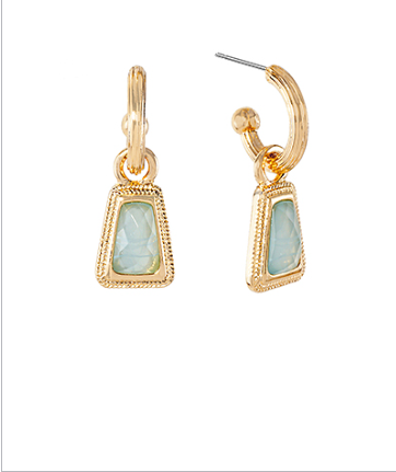 Trapezoid Stone Mint Dangle Earrings