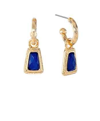 Trapezoid Stone Navy Dangle Earrings