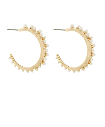 Pearl Station Hoop Earrings