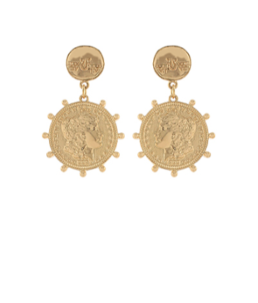 Dotted Coin Drop Earrings