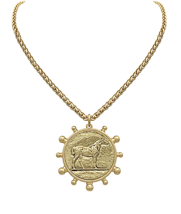Horse Coin Gold Necklace