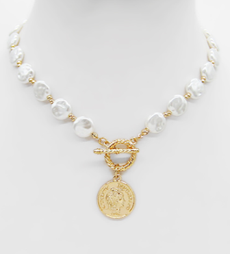 Baroque Pearl & Coin Necklace