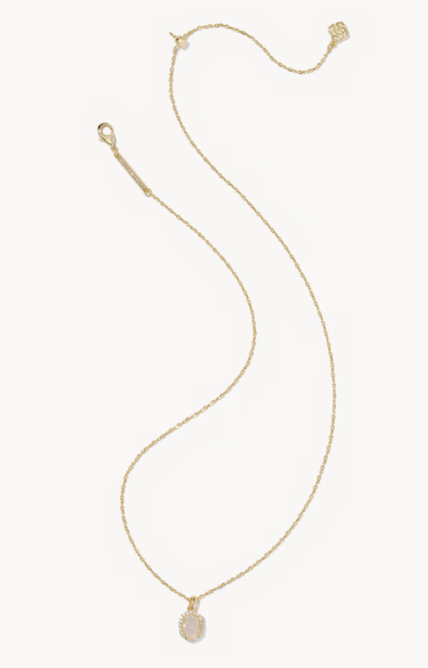 Daphne Gold Crystal Frame Short Pendant Necklace in Iridescent Drusy